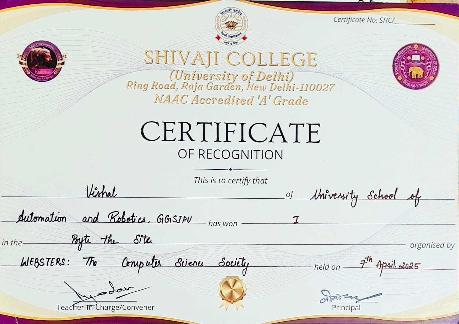 Shivaji College first runnerup